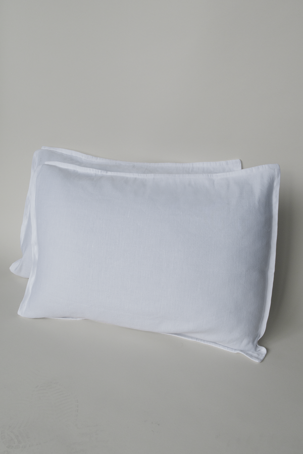 white pillowcase set. made with hemp and banana fibre. 